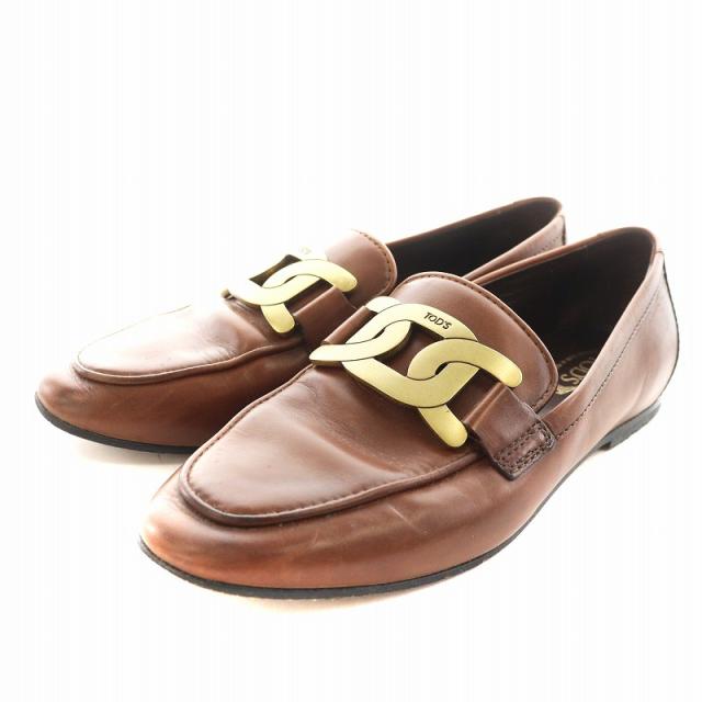 TOD'S ケイト ブラウンレザー フリンジローファー