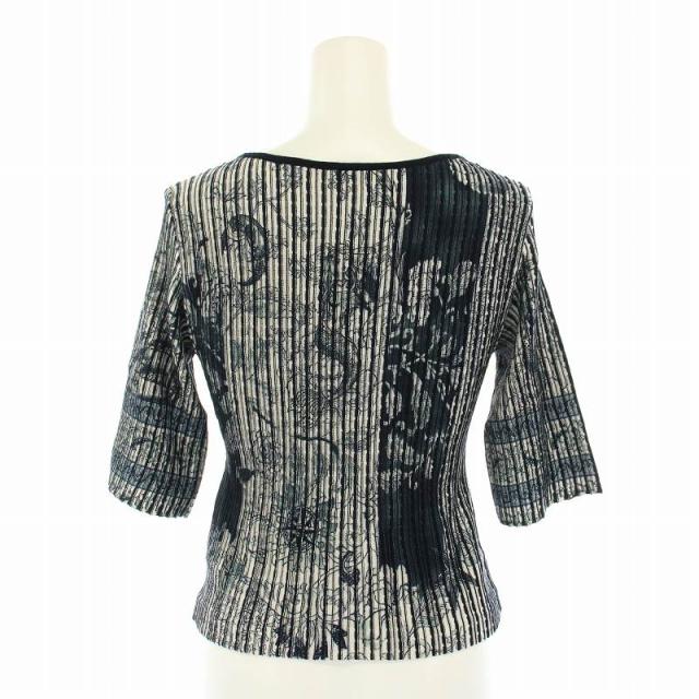 【中古】未使用品 エトロ ETRO 22AW ニット セーター 五分袖 プリーツ 花柄 40 紺 白 222-13942-9126 レディース_2