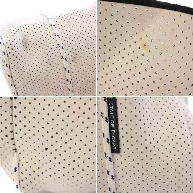 【中古】ステイトオブエスケープ フライングソロ トートバッグ ハンドバッグ パンチング加工 ポーチ付き アイボリー 中古】ステイトオブエスケープ フライングソロ トートバッグ