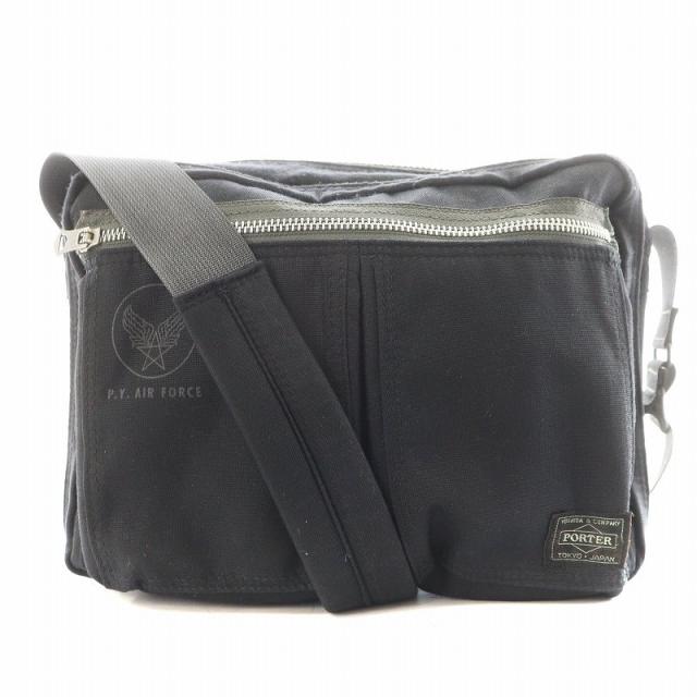 【中古】ポーター PORTER 吉田カバン フライングエース FLYING ACE SHOULDER BAG ショルダーバッグ ロゴ 黒