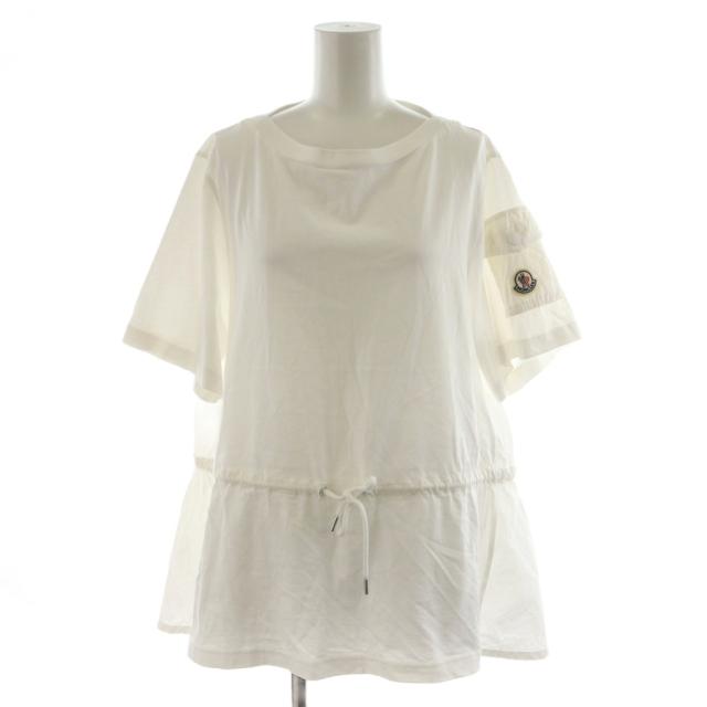 【中古】モンクレール Tシャツ カットソー 半袖 異素材切替 ワッペン ロゴ M 白 ホワイト I10938C00034 829HP