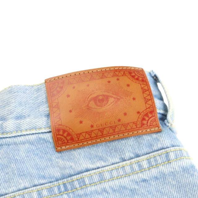 【中古】グッチ GUCCI ショートパンツ ハーフパンツ デニムパンツ ジーンズ ジッパーフライ 花柄 刺繍 24 インディゴ_7