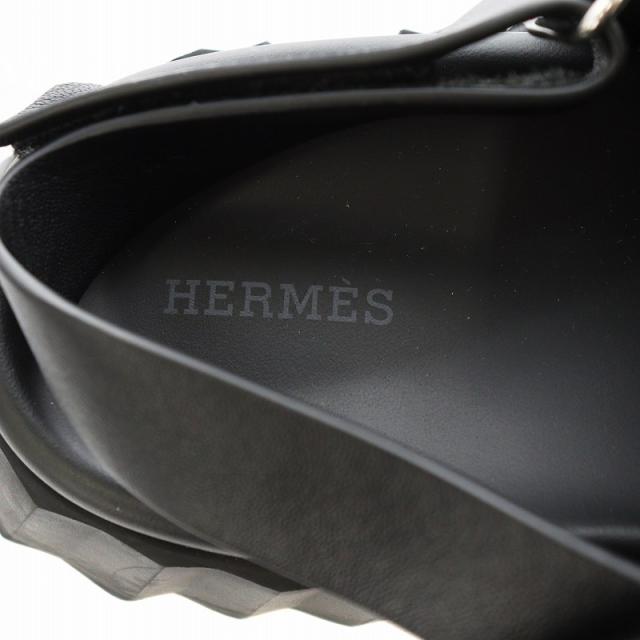 【中古】エルメス HERMES エレクトリック Hロゴ サンダル ストラップ レザー 27.0cm 黒 ブラック /AN6 メンズ