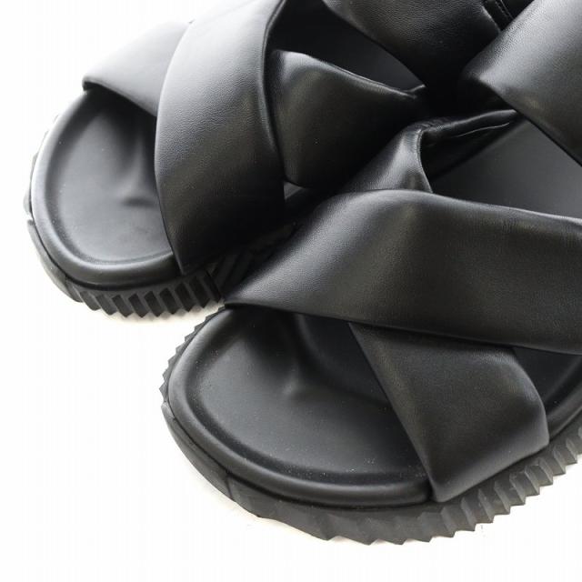 【中古】エルメス HERMES エレクトリック Hロゴ サンダル ストラップ レザー 27.0cm 黒 ブラック /AN6 メンズ