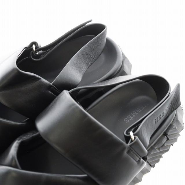 【中古】エルメス HERMES エレクトリック Hロゴ サンダル ストラップ レザー 27.0cm 黒 ブラック /AN6 メンズ