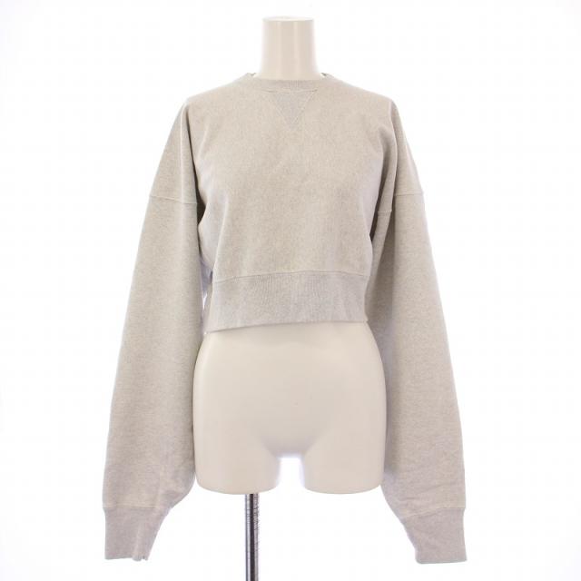 【中古】トゥデイフル クロップドスウェットプルオーバー トレーナー 長袖 クルーネック ショート丈 無地 F グレー