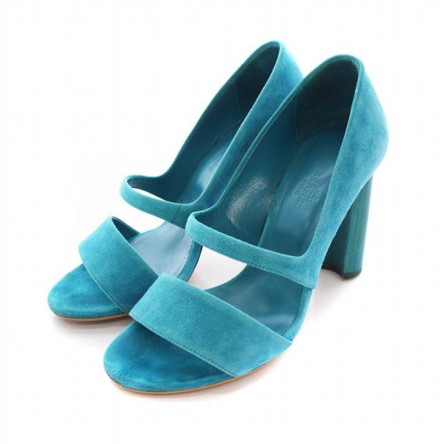 【中古】エルメス HERMES パンプス サンダル スエード ハイヒール 36.5 ライトブルー /YM レディース