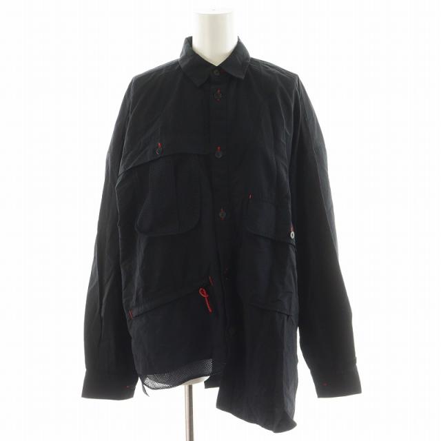 【中古】ナゴンスタンス 24SS water-repellent multi pocket shirt シャツ ブラウス 長袖 メッシュ M 黒