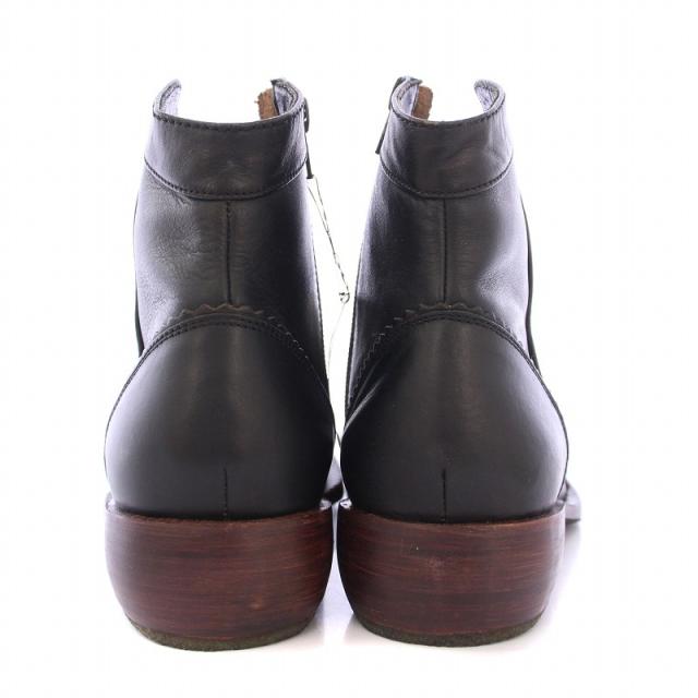 【中古】ジャンポールゴルチエ 90’s ショートブーツ ラウンドトゥ チャンキーヒール ローヒール レザー 23.5cm 黒