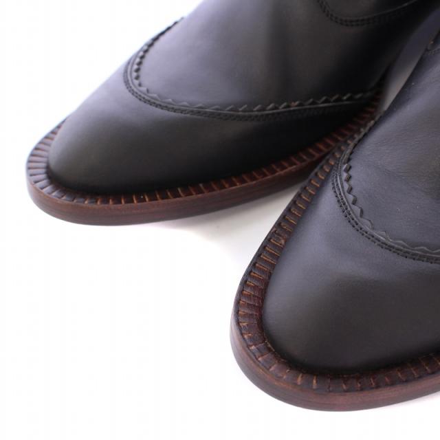 【中古】ジャンポールゴルチエ 90’s ショートブーツ ラウンドトゥ チャンキーヒール ローヒール レザー 23.5cm 黒