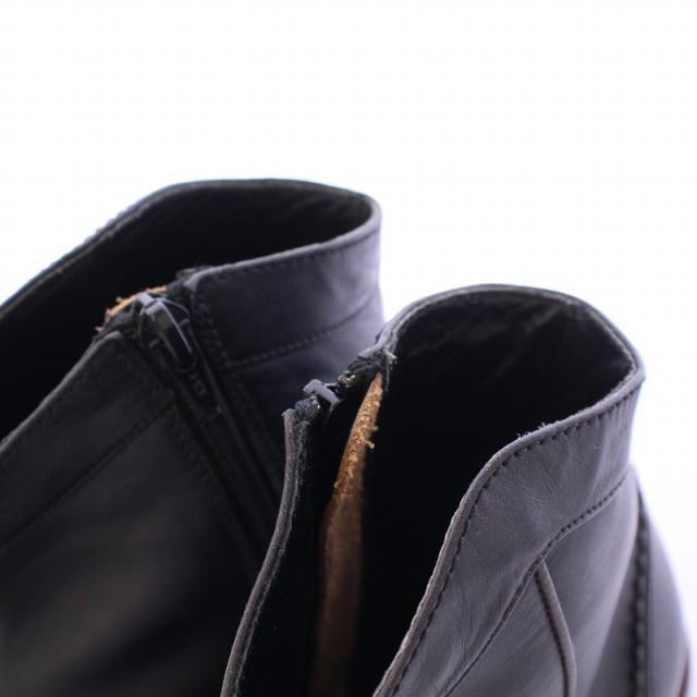 【中古】ジャンポールゴルチエ 90’s ショートブーツ ラウンドトゥ チャンキーヒール ローヒール レザー 23.5cm 黒