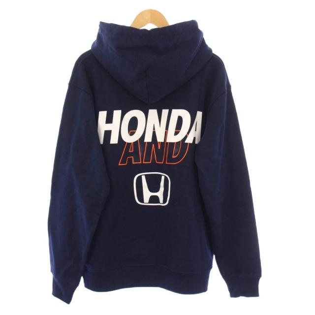 【中古】ウィンダンシー ホンダ LOGO HOODIE ロゴフーディ プルオーバーパーカー スウェット 長袖 L ネイビー