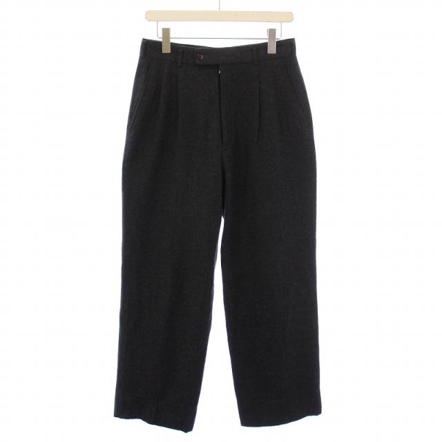 【中古】コムデギャルソンオム 田中オム テーパードパンツ スラックス タック ジップフライ チャコールグレー