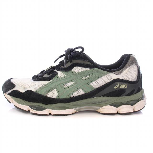 【中古】アシックス asics GEL-NYC ローカットスニーカー シューズ メッシュ 切替 ロゴ 白 緑 黒 1201A789