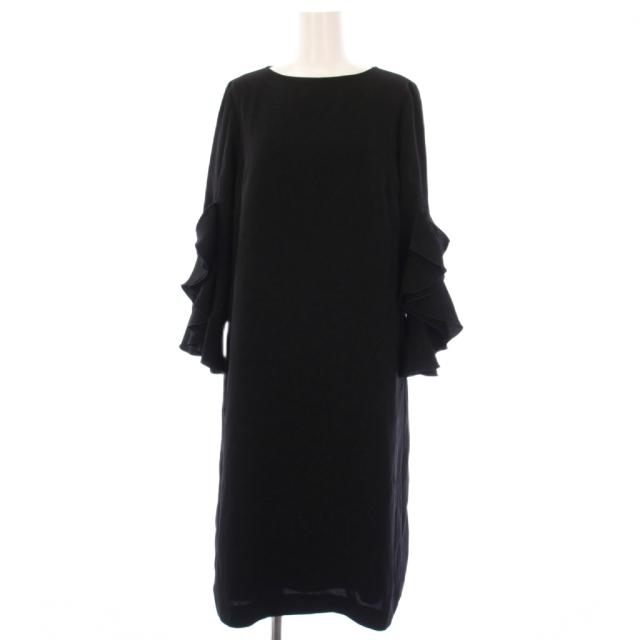 【中古】アナイ ANAYI 22SS ロングワンピース 七分袖 フリル 36 ブラック 102227-14-390-95-360 /KH レディース