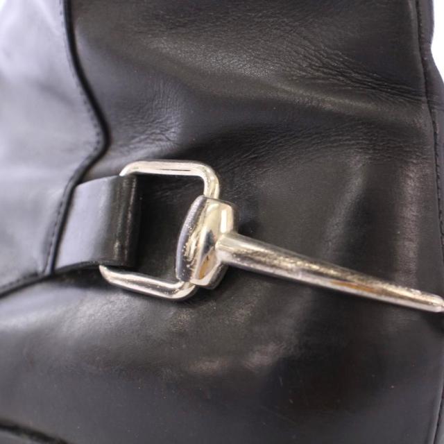 【中古】グッチ GUCCI ホースビット ショートブーツ スクエアトゥ ローヒール レザー 40.5 黒 ブラック /BB メンズ 中古】グッチ GUCCI ホースビット ショートブーツ スクエアトゥ