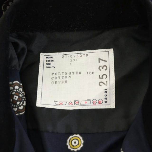 中古】サカイ sacai 21ss Komon Print Shirt シャツ 半袖 総柄 1 紺