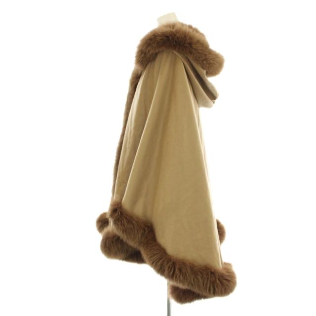 BALMAIN 最高級 カシミヤ100％ ブルーフォックス ポンチョ ブラウン