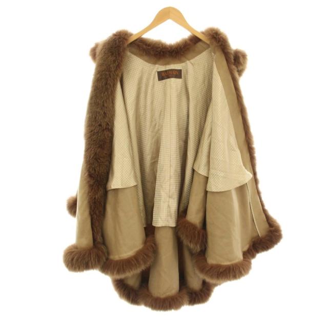 BALMAIN バルマン カシミヤ フォックスファー ポンチョコート ケープ