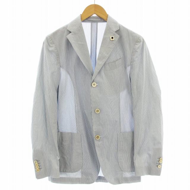 【中古】ラルディーニ LARDINI テーラードジャケット JK205 ストライプ ブレザー 46 青 ブルー /☆G メンズ