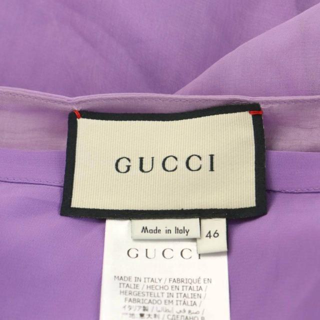 【新品同様】グッチ　フレアスカート　シルク　ウール　パープル　イタリア製　36 中古】グッチ GUCCI チュールスカート フレアスカート ロング丈 シアー