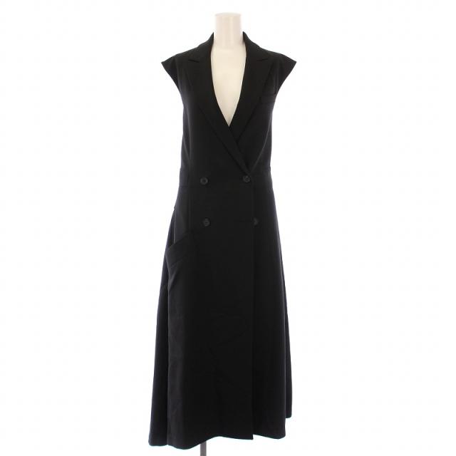 【中古】ハンサム The HANDSOME SYSTEM MIX MATCH LAYER ワンピース マキシ ロング ダブル ウール 36 黒 ブラック