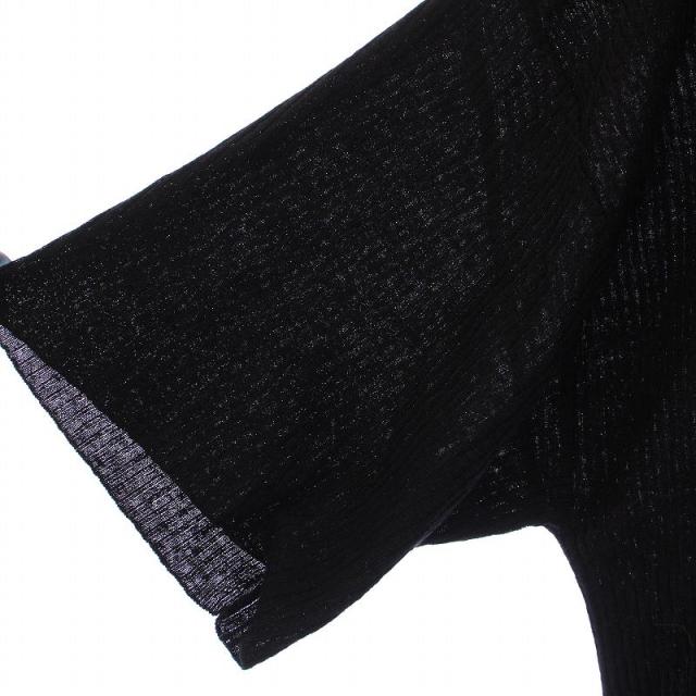 【中古】アパルトモン ドゥーズィエムクラス 襟付きリネンニットプルオーバー スキッパー 五分袖 薄手 無地 F 黒 中古】アパルトモン ドゥーズィエムクラス 襟付きリネンニットプル