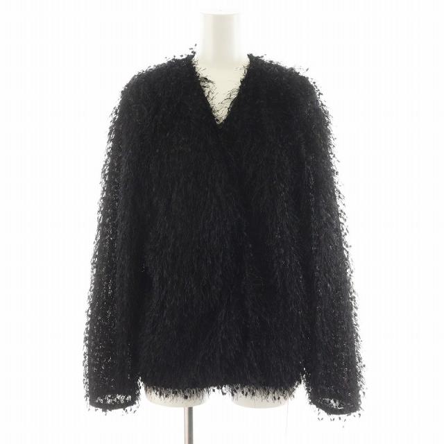 【中古】未使用品 エーピーストゥディオ AP STUDIO 24AW フェザーニットジャケット F 黒 ブラック 24010586730030