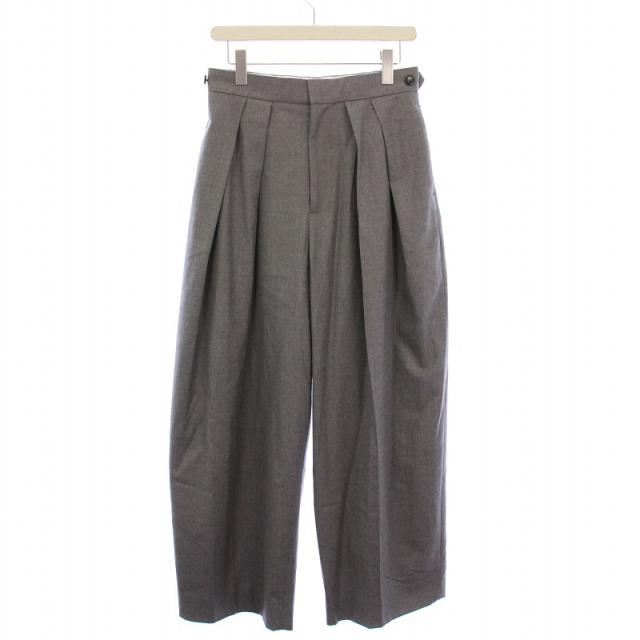 【中古】サクラ SACRA ワイドパンツ タック スラックス ジップフライ ウール 38 グレー /BB レディース