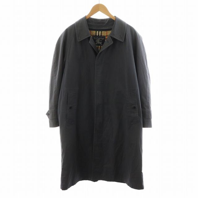 【中古】バーバリーズ ヴィンテージ ステンカラーコート ロング丈 ライナー付き コットン アウター 90-165-4 グレー