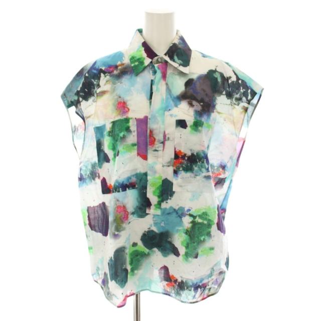 【中古】トゥモローランド ビー コットンボイルKOMOノースリーブシャツ タイダイ 36 白 48-01-21-01231 レディース