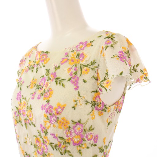 中古】トッカ TOCCA フレアワンピース ひざ丈 半袖 クルーネック 花柄