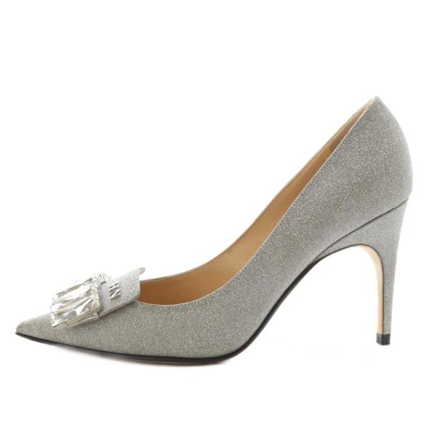【中古】セルジオロッシ Sergio rossi sr1 090 パンプス ポインテッドトゥ ヒール グリッター 37 シルバー色 中古】セルジオロッシ Sergio rossi sr1 090 パンプス ポインテッド