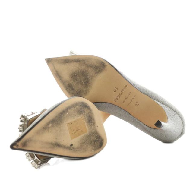 【中古】セルジオロッシ Sergio rossi sr1 090 パンプス ポインテッドトゥ ヒール グリッター 37 シルバー色 中古】セルジオロッシ Sergio rossi sr1 090 パンプス ポインテッド