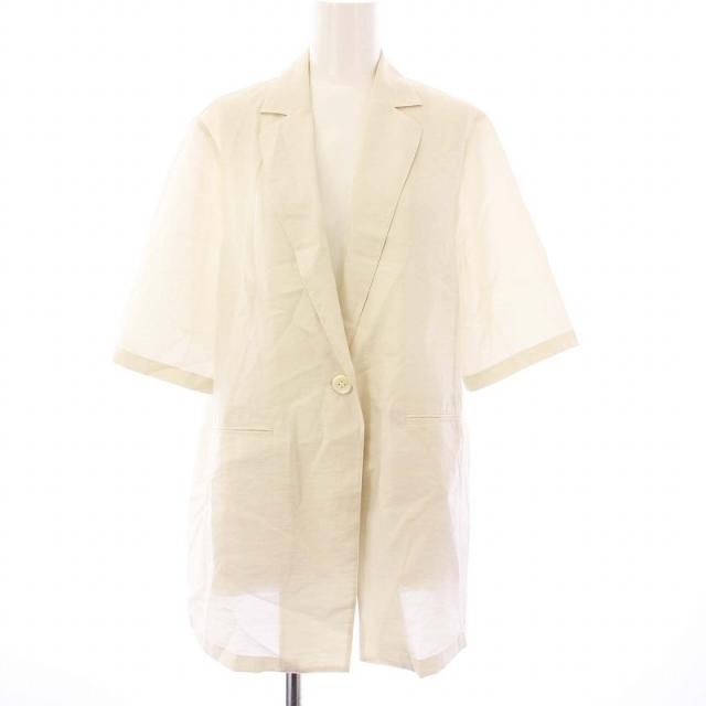 【中古】23区 オンワード樫山 25SS シアータンブラー ハーフスリーブ テーラードジャケット 半袖 38 アイボリー