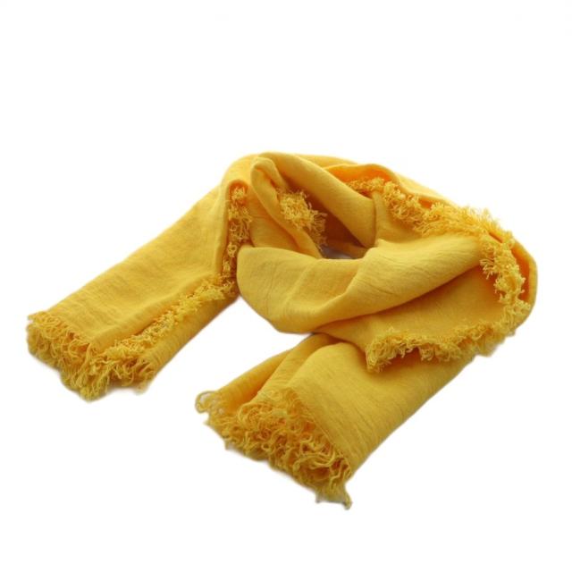 【中古】ロンハーマン Ron Herman ASAUCE MELER ストール フリンジ 麻 リネン 黄 イエロー /AN30 レディース
