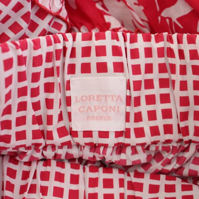 【中古】ロレッタカポーニ フレアスカート ギャザー イージー マキシ ロング ウエストゴム チェック柄 M ピンク 白 中古】ロレッタカポーニ フレアスカート ギャザー イージー マキシ