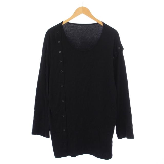 【中古】ヨウジヤマモト BUTTON-UP SLITS Tシャツ ロンT カットソー 長袖 2 ブラック FJ-T66-081 /KH メンズ