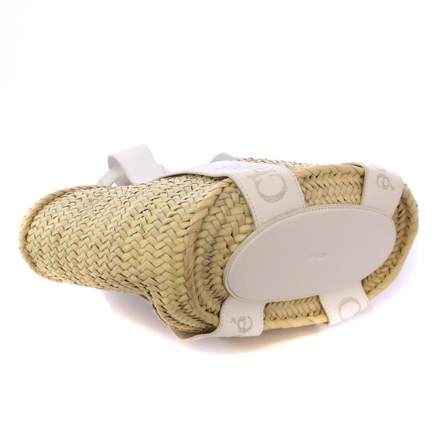 【中古】クロエ SENSE スモールバスケット かごバッグ カゴバッグ ハンドバッグ ロゴ バイカラー 白 ベージュ 中古】クロエ SENSE スモールバスケット かごバッグ カゴバッグ