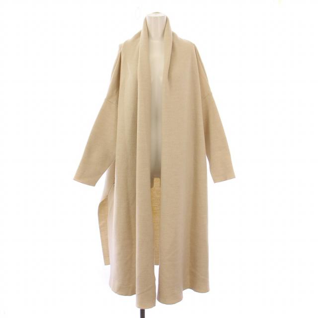 【中古】ミューズ ドゥーズィエム クラス スムースニットガウン ロングコート アウター ウール ストレッチ ベージュ
