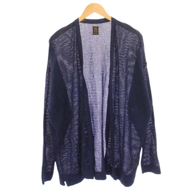 【中古】バトナー ONLY ARK 別注 24SS NO COLLAR MESH CARDIGAN ノーカラーメッシュカーディガン 長袖 3 紺
