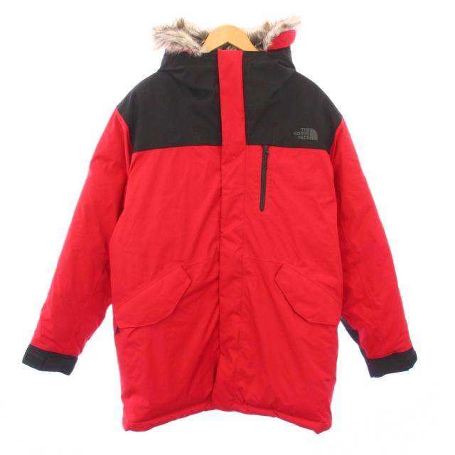 【中古】ザノースフェイス ベッドフォードダウンパーカー ジャケット アウター ナイロン フード ロゴ 赤 黒