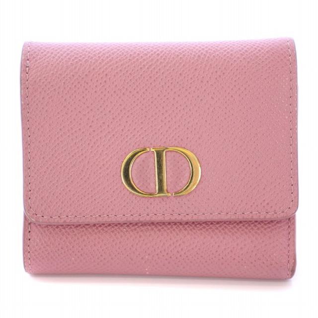 クリスチャンディオール 30 モンテーニュ ロータスウォレット 折り財布 ピンク 中古】クリスチャンディオール 30モンテーニュ ロータス