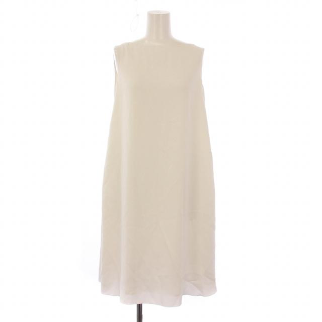 【中古】フォクシーニューヨーク FOXEY NEW YORK フレアワンピース ミニ丈 ノースリーブ ボートネック 無地 38 白