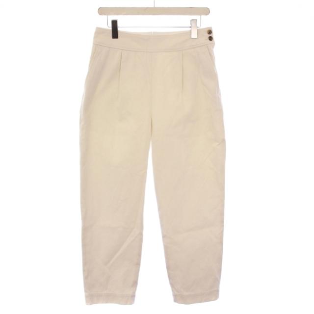 【中古】未使用品 マーガレットハウエル ウォッシュドコットンツイル テーパードパンツ スラックス タック 2 白