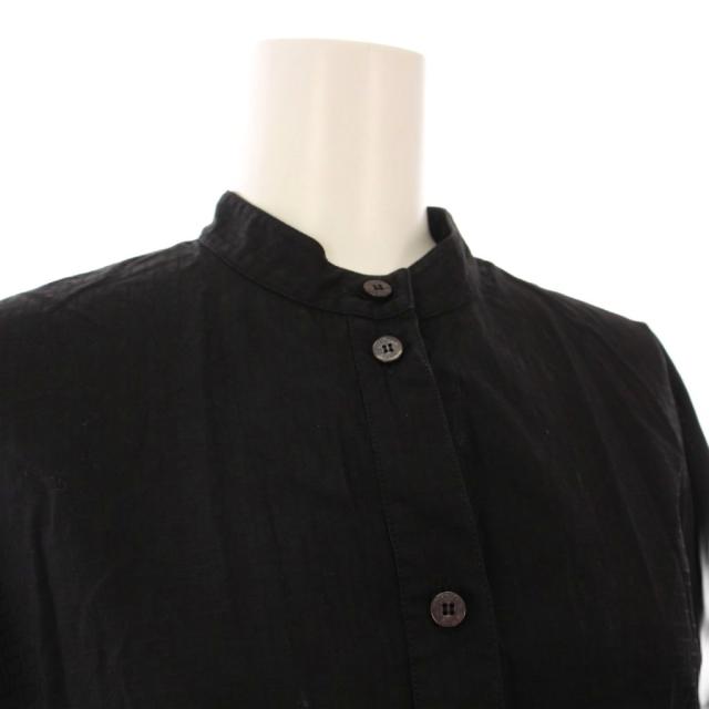 【中古】エルメス HERMES シャツワンピース バンドカラー 半袖 ロング 総柄 プルオーバー 36 ブラック /KH レディース_4