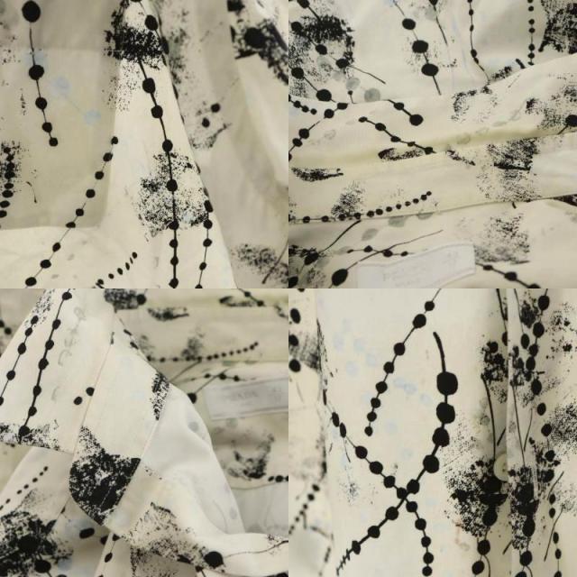 中古】プラダ PRADA 20年製 シャツ 半袖 総柄 43/17 白 ホワイト 黒