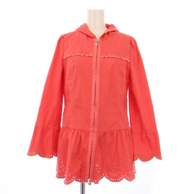 【中古】未使用品 エムズグレイシー M'S GRACY ジップアップパーカー ジャケット アウター スカラップ 36 ピンク