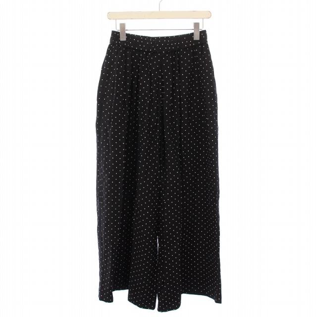 【中古】未使用品 ジャーナルスタンダード レーヨン麻タックワイドキュロット イージー ウエストゴム ドット柄 黒