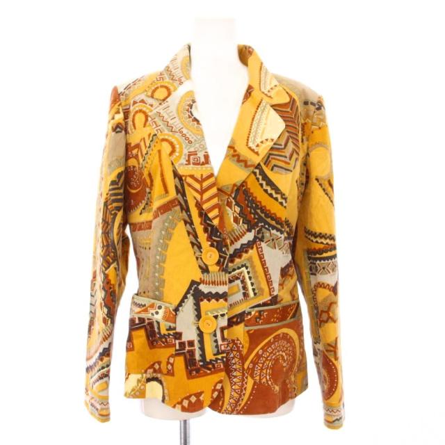 ★LEONARD レオナール ジャケット オレンジ系 イエロー系 花 レディース ☆LEONARD レオナール ジャケット オレンジ系 イエロー系 花